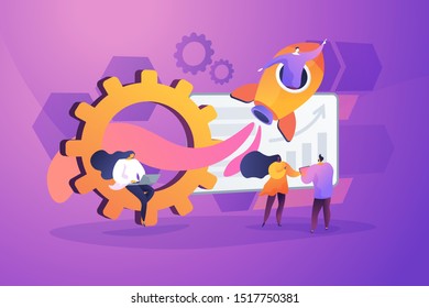 Workflow effectiveness optimization. Work performance growth, business success achievement. Productivity, efficiency of production, qualification concept. Vector isolated concept creative illustration