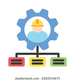 Workflow flat color icon, mini, small illustration. use for modern concept, print, UI, UX kit, web and app development. Vector EPS 10, related to industrial, business, finance, investment.