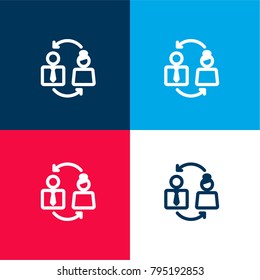 Workflow four color material and minimal icon logo set in red and blue