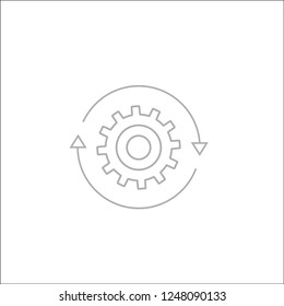 Workflow. Gear. Arrows. Simple lines. Minimalism.