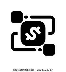 workflow glyph icon. Strong and solid vector icon for websites, mobile interfaces, presentations, and visual branding. High quality and easy to edit.