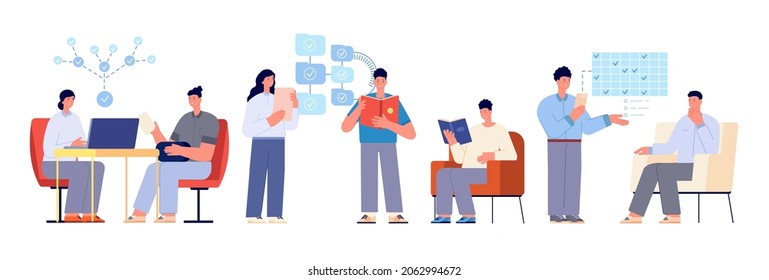 Workflow. Human resources, professionals working together. Collaboration, work communication vector scene