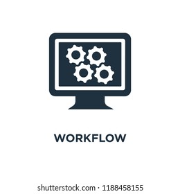Workflow icon. Black filled vector illustration. Workflow symbol on white background. Can be used in web and mobile.