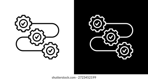 Icono de flujo de trabajo contorno en blanco y negro.