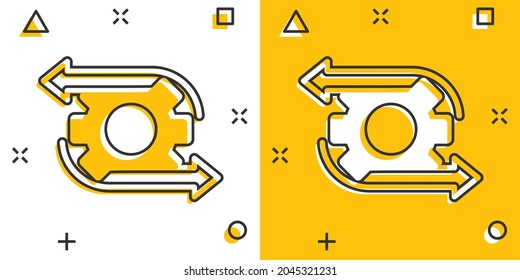 Workflow icon in comic style. Gear effective cartoon vector illustration on white isolated background. Process organization splash effect business concept.