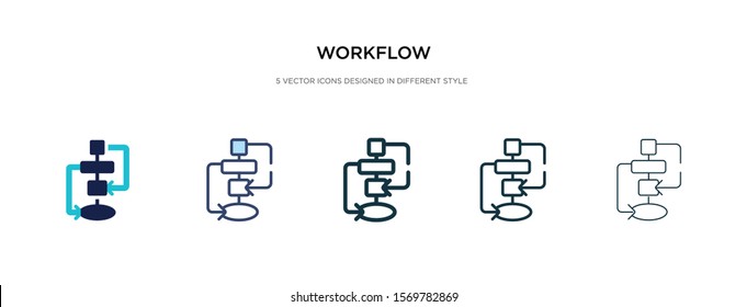 workflow icon in different style vector illustration. two colored and black workflow vector icons designed in filled, outline, line and stroke style can be used for web, mobile, ui