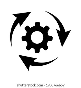 Workflow icon in flat style. Gear effective vector illustration on white isolated background. Process organization business concept.