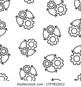 Workflow icon in flat style. Gear effective vector illustration on white isolated background. Process organization seamless pattern business concept.