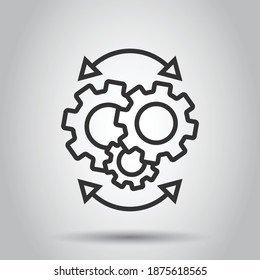Icono de flujo de trabajo en estilo plano. Ilustración vectorial efectiva de engranaje sobre fondo aislado blanco. Concepto de negocio de organización de procesos.
