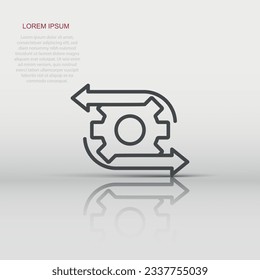 Workflow icon in flat style. Gear effective vector illustration on white isolated background. Process organization business concept.