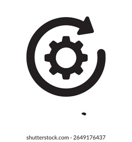 Workflow icon with gear and circular arrow a symbol for continuous process and automation a cycle of development and system refresh nice vector solid glyph icon