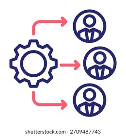 Ilustração do vetor de estilo de cor da linha do ícone do fluxo de trabalho