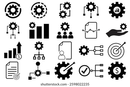 Workflow icon   and workflow line icons collection Vector illustration