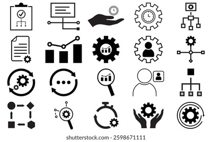 Workflow icon   and workflow line icons collection Vector illustration
