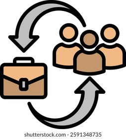 Workflow Icon Lineal Color Vector Illustration