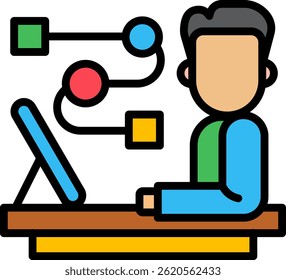 Workflow Icon Lineal Color Vector Illustration