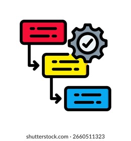 Ilustração do vetor de cor linear do ícone do fluxo de trabalho