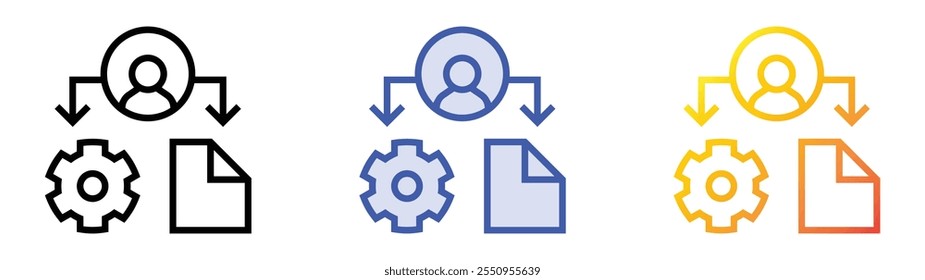 workflow icon. Linear, Blue Fill and Gradient Style Design Isolated On White Background