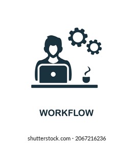 Workflow-Symbol. Monochrome Zeichen aus der Projektentwicklungs-Sammlung. Illustration des kreativen Arbeitsablaufs für Webdesign, Infografiken und mehr