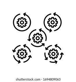 Workflow icon on white background. arrow with gear rotation vector design.