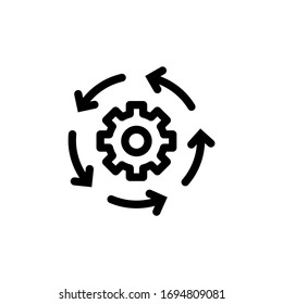 Workflow icon on white background. arrow with gear rotation vector design.