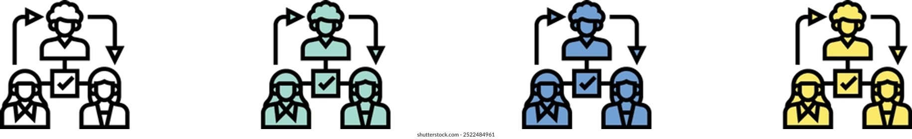 workflow icon. Outline, Green, Blue and Yellow Style Design Isolated On White Background