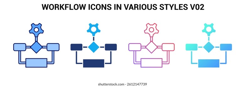 Workflow icon represented by Workflow symbol Blue, Gradient, Dualtone, Fill style.