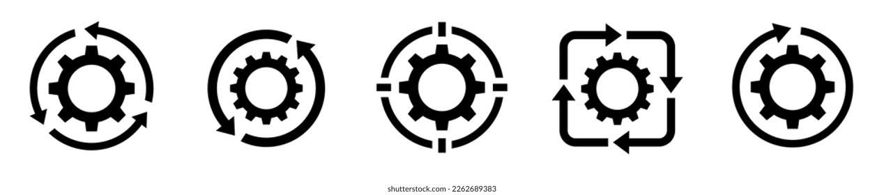 Workflow icon set. Business process icon set. Flat style. Process organization business concept. Workflow and productivity symbol. Vector illustration