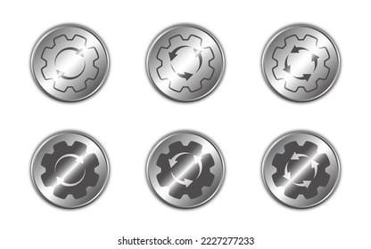 Workflow icon. Set of gear wheels icons with arrows inside. Vector illustration.
