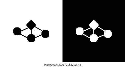 Símbolo de icono de flujo de trabajo en color blanco y negro. Estilos de silueta.