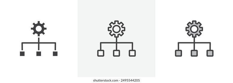 Colección de iconos de flujo de trabajo sobre fondo blanco.