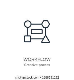 Workflow icon. Thin linear workflow outline icon isolated on white background from creative pocess collection. Line vector sign, symbol for web and mobile