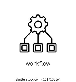 workflow icon. Trendy modern flat linear vector workflow icon on white background from thin line collection, outline vector illustration