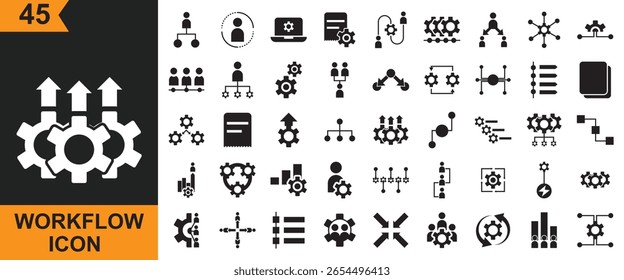 Workflow  icon . Vector for Process, activity, organization, productivity, sequence, scheme, gear, block, template etc. . Vector illustration . Isolated on white  background. EPS 10
