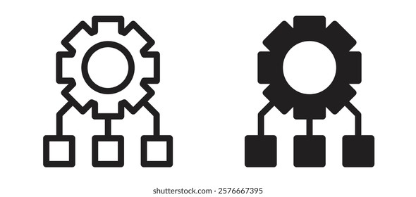 Workflow icons in outline and stroke versions