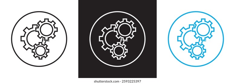 Workflow  Icons set. Modern style of work process related icons: networking, progress, scheme, etc. Isolated on white and black background. Vector illustration. EPS 10