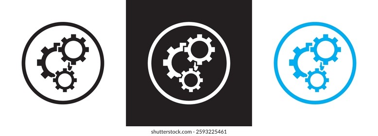Workflow  Icons set. Modern style of work process related icons: networking, progress, scheme, etc. Isolated on white and black background. Vector illustration. EPS 10
