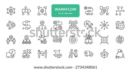 Workflow Icons. Thin Line Symbol Elements Collection.