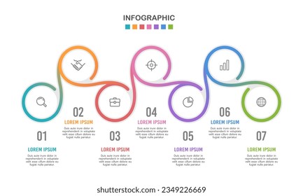 Workflow Infographic 7 steps to success. Vector illustration.
