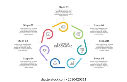Workflow Infographic 7 Steps to Success. Business Presentation, Banner, Plan, Report, Poster and Brochure. Vector Illustration.