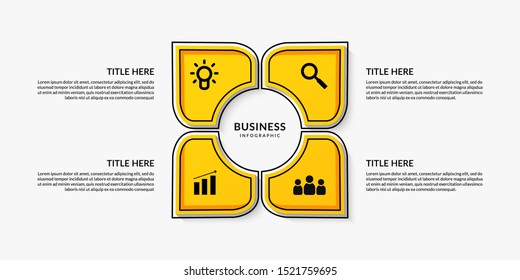 Workflow infographic with four optional, Outline data communication for business report
