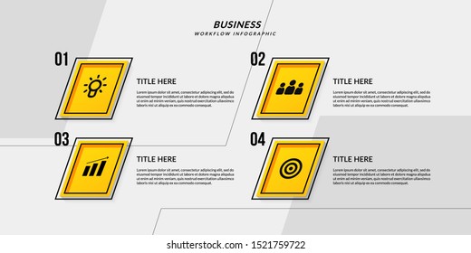 Workflow infographic with four optional, Outline data communication for business report