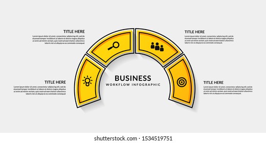Workflow infographic with four optional, Outline data communication for business report