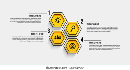 Workflow infographic with four optional, Outline data communication for business report