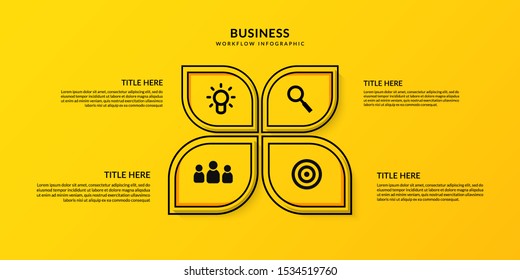 Workflow infographic with four optional, Outline data communication for business report