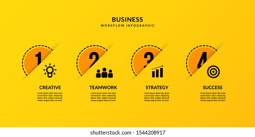 Workflow infographic with four optional, Outline data communication for business report