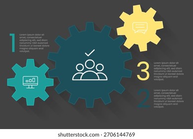 Infografía de flujo de trabajo en formato de diagrama de engranajes
