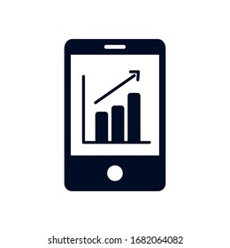 Workflow inisde smartphone bars silhouette style icon design, Infographic data information business analytics and visual presentation theme Vector illustration