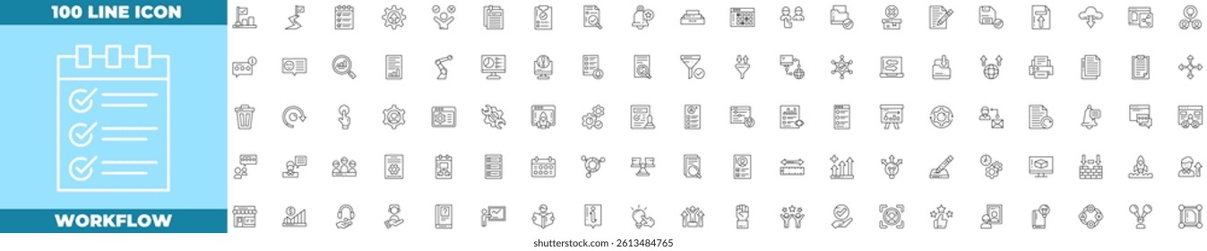 Workflow Line Editable Icons set. Vector illustration in modern thin line style of workflow icons: process, structure, plan, etc