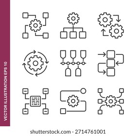 Iconos de línea de flujo de trabajo - Mini icono de la serie de colección